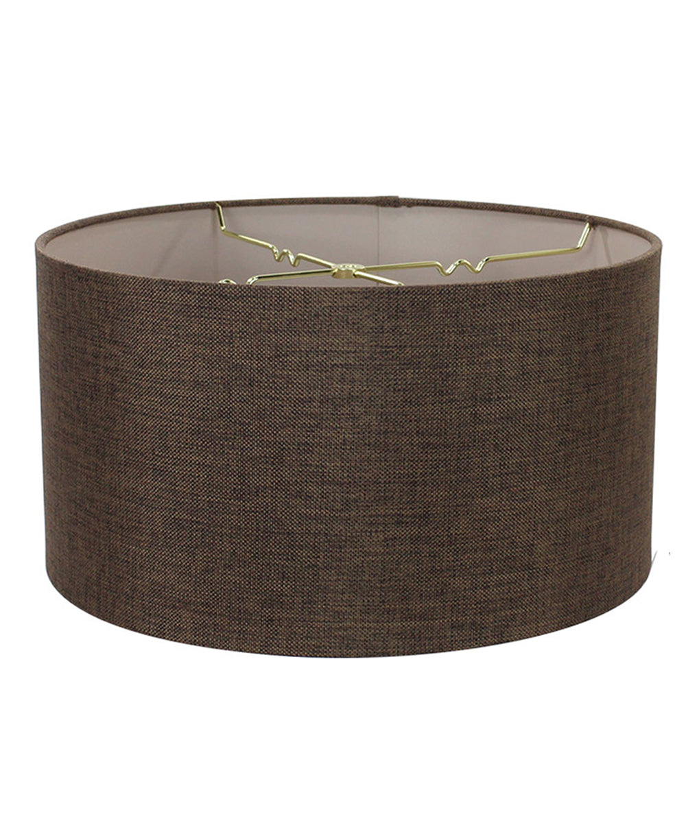 Home Concept Chocolate Burlap Shallow Drum Lamp Shade - 18" Top x 18" Bottom x 10" Slant Height, Spider Fitter