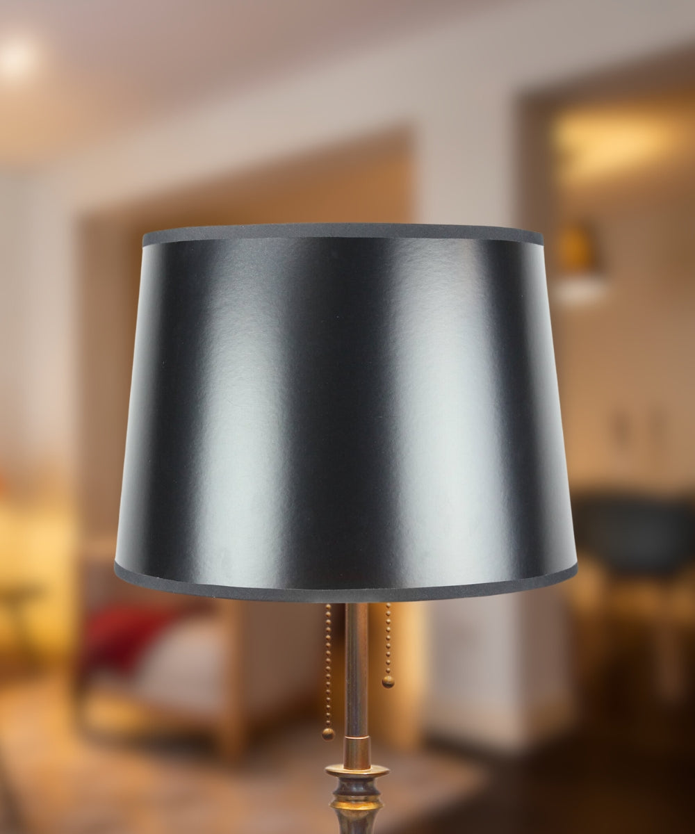 Home Concept Black Parchment Gold-Lined Drum Lamp Shade - 14"W x 10" Slant Height