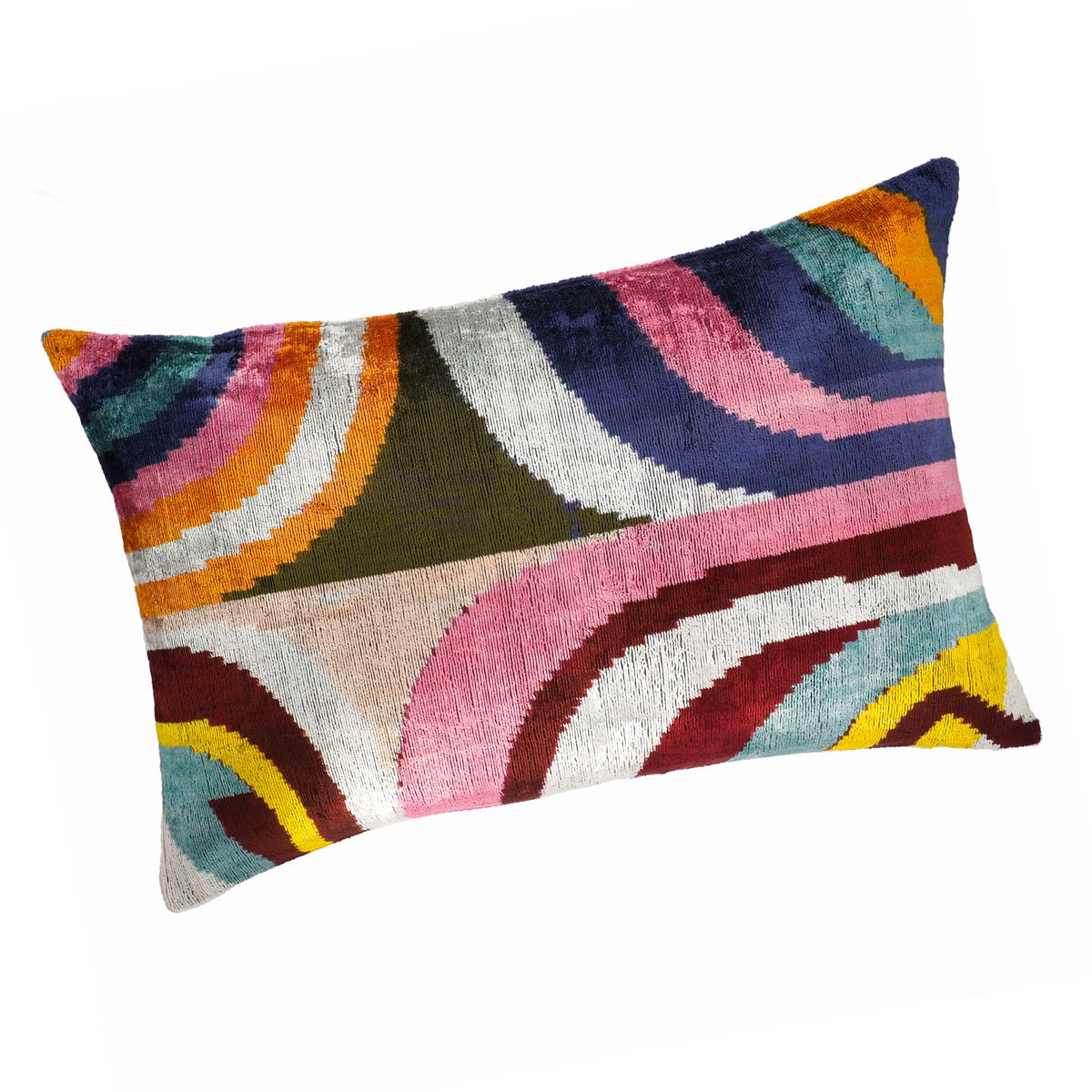 Dandy Silk Velvet Ikat Throw Pillow Cover, 16 x 24