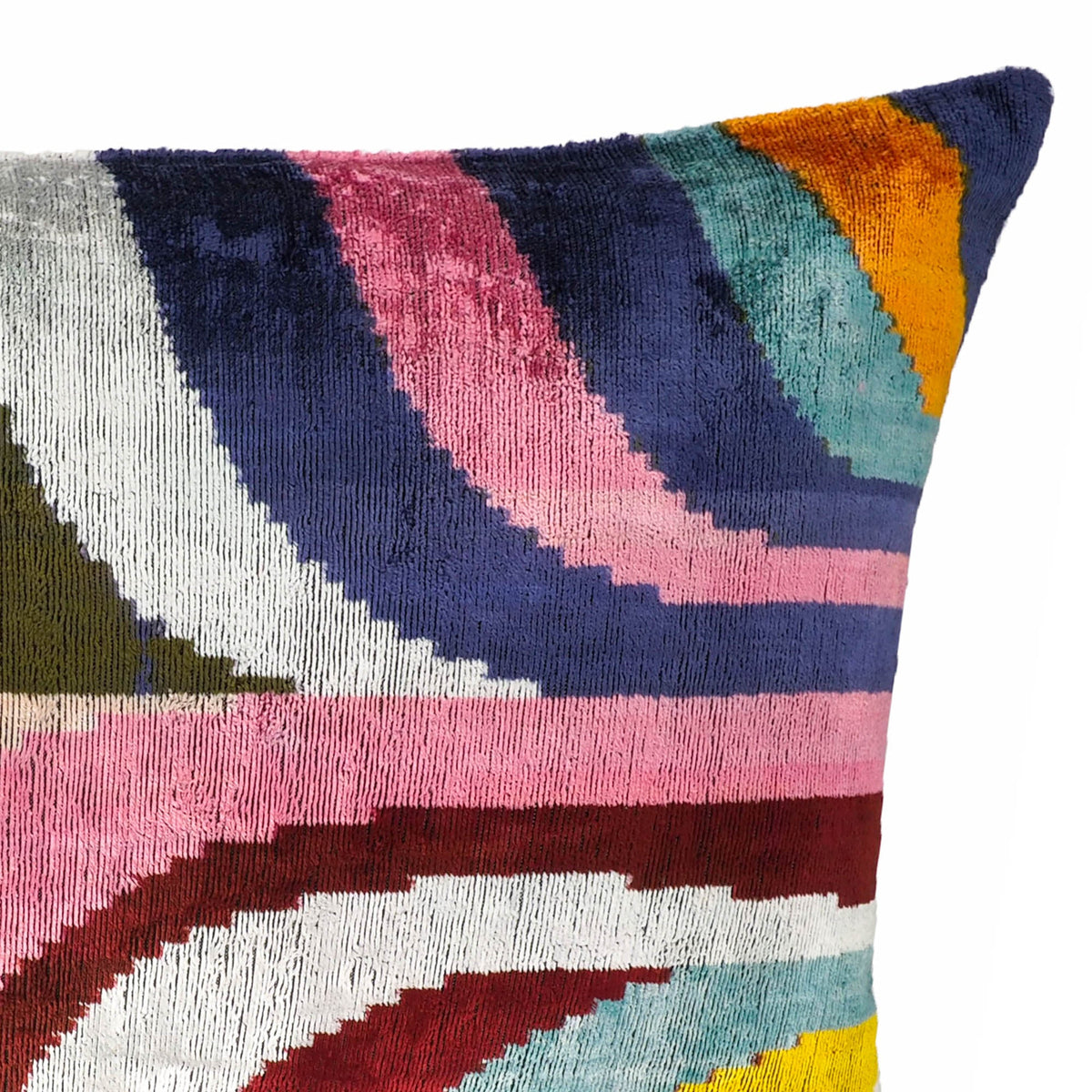 Dandy Silk Velvet Ikat Throw Pillow Cover, 16 x 24