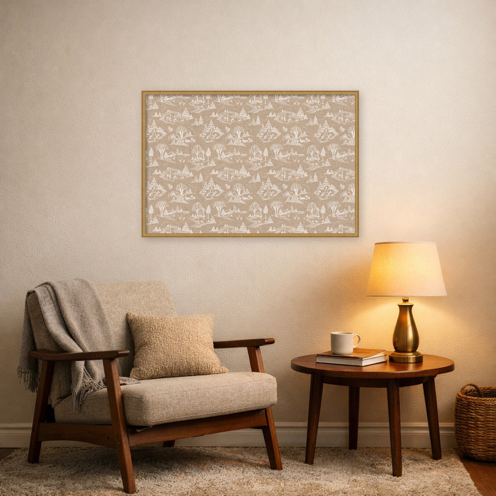 Kate and Laurel Framed Fabric Pinboard Wonderland White Toile
