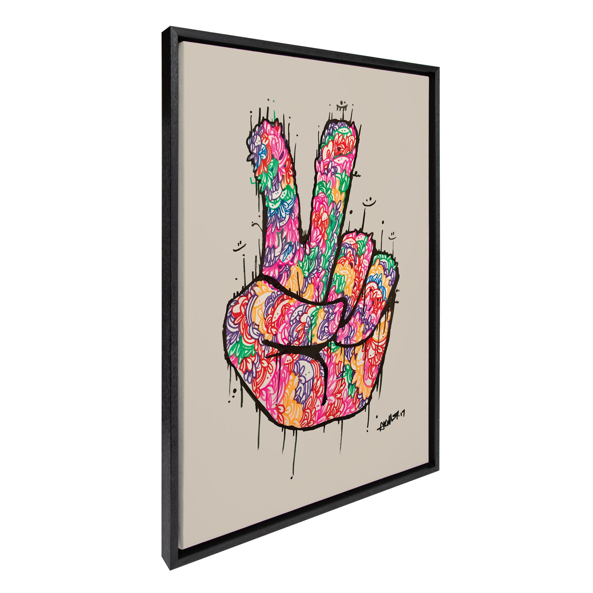 Sylvie Peace Sign Framed Canvas by Arm of Casso