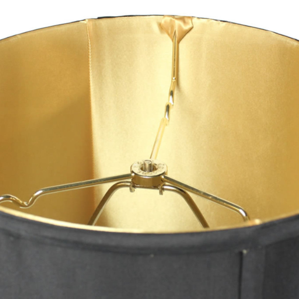 Home Concept Black Fabric Drum Lamp Shade with Gold Liner - 14"W x 15" Slant Height