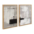 Sylvie Line 1 Left and Right Neutral Linen Framed Canvas Art Set of 2 by Nikita Jariwala