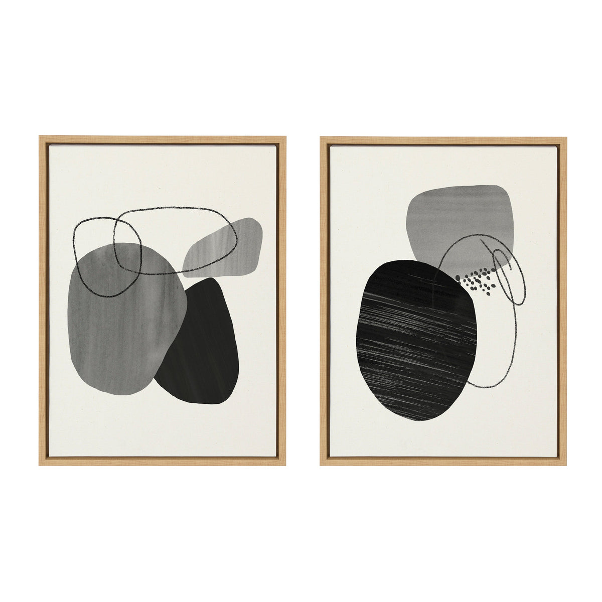 Sylvie 863 Abstract Rocks and 864 On The Rocks Framed Canvas Set by Teju Reval of SnazzyHues