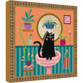 Black Cat Bathroom by Rachel Lee 3 Birdies Studio Framed Mounted Canvas Wall Art Print