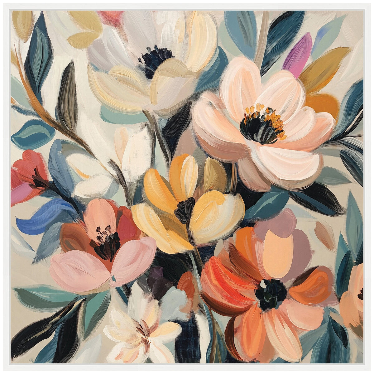 Sylvie Garden Bloom Abstract Bouquet II Framed Canvas by The Creative Bunch Studio