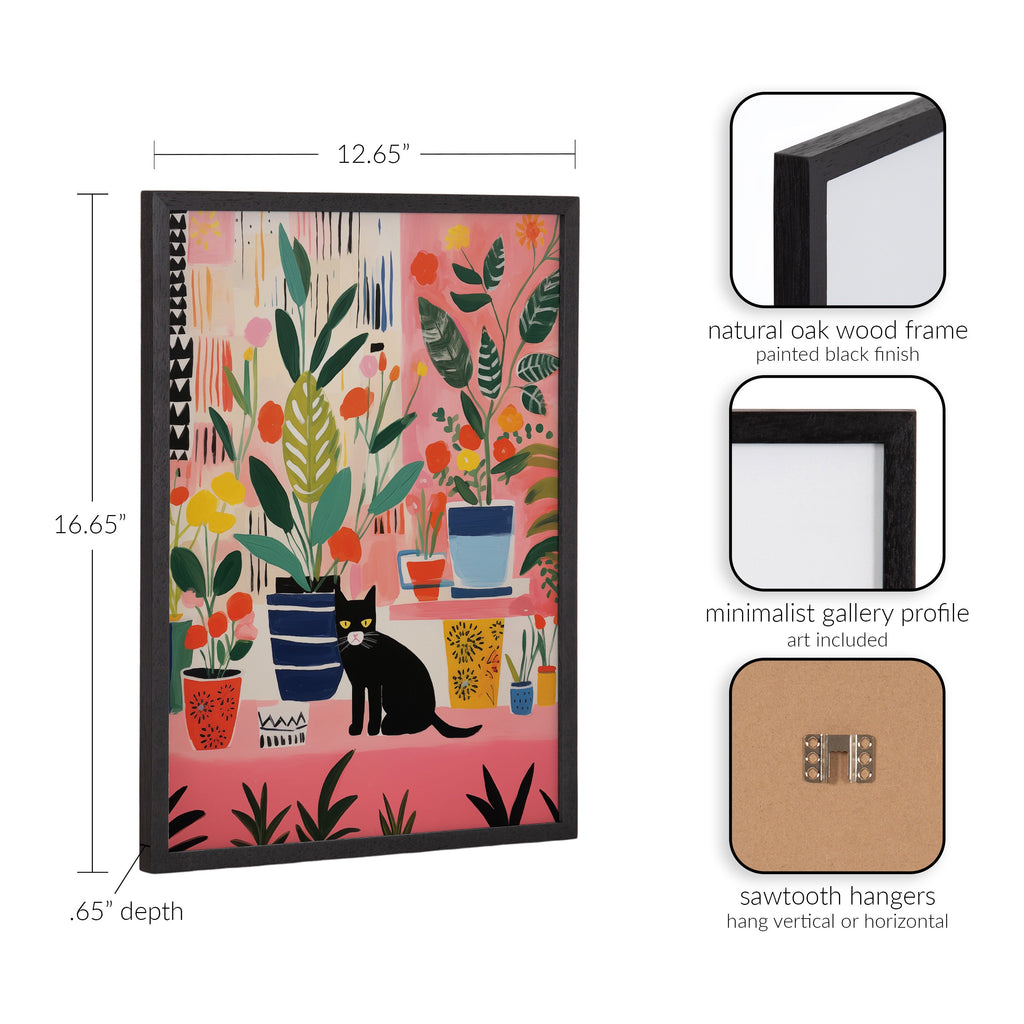 Gallery Whimsical Houseplants and a Black Kitty Cat Print by The Creative Bunch Studio