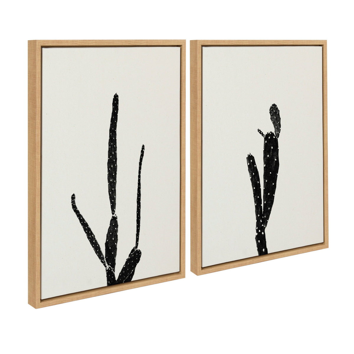 Sylvie Black and White Vintage Film Grain Cactus 1 and 2 Framed Canvas Set of 2 by Stephanie Klatt