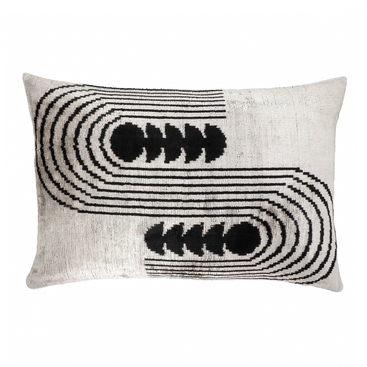 Art Deco Silk Velvet Ikat Throw Pillow Cover, 16 x 24