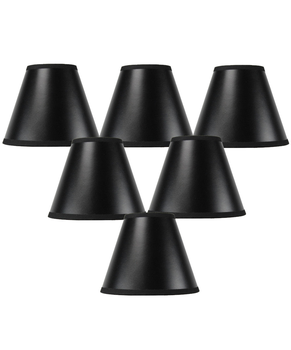 Home Concept Set of 6 Black Parchment Gold-Lined Chandelier Candle Clip Lamp Shade - 6"W x 5"H