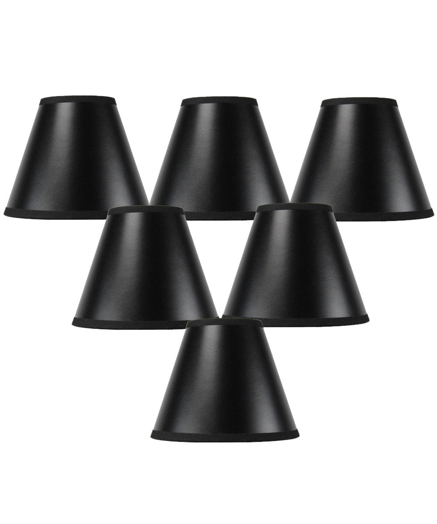 Home Concept Set of 6 Black Parchment Gold-Lined Chandelier Candle Clip Lamp Shade - 6"W x 5"H