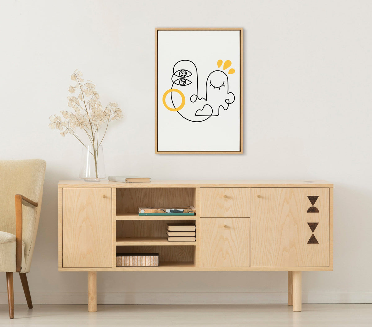 Sylvie Still Here Framed Canvas by Shatha Al Dafai