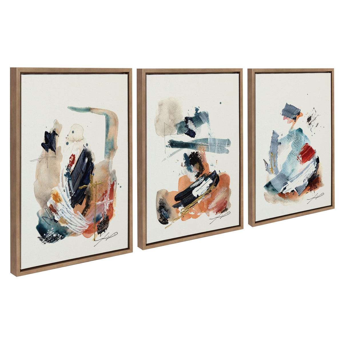 Sylvie By The Fireplace Series Framed Canvas Art Set of 3 by Xizhou Xie
