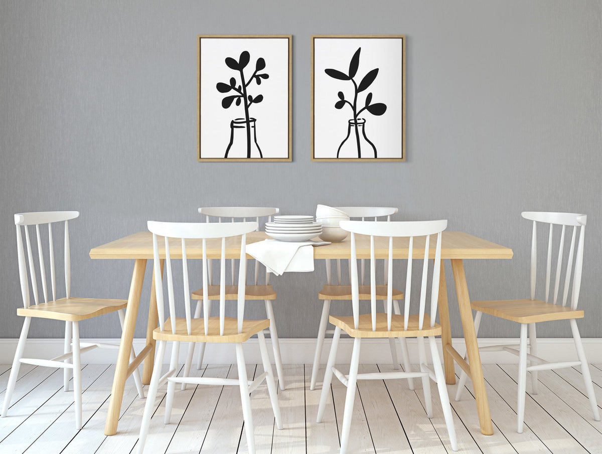 Sylvie Modern Botanical Framed Canvas Set of 2 by The Creative Bunch Studio