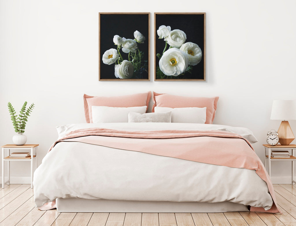 Sylvie White Ranunculus Framed Canvas Set of 2 by Emiko and Mark Franzen of F2Images
