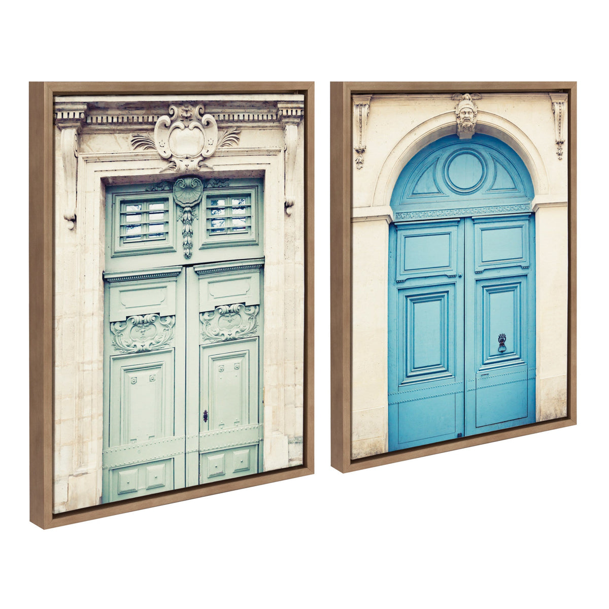 Sylvie Classic Parisian Door and Blue Paris Door Framed Canvas Art Set of 2 by Caroline Mint
