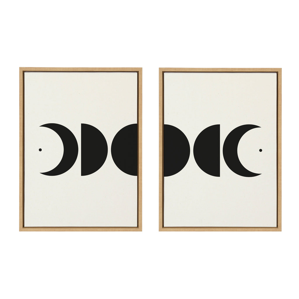 Sylvie Modern Geometric Moon Phases Framed Canvas Set of 2 by The Creative Bunch Studio