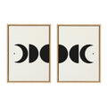 Sylvie Modern Geometric Moon Phases Framed Canvas Set of 2 by The Creative Bunch Studio