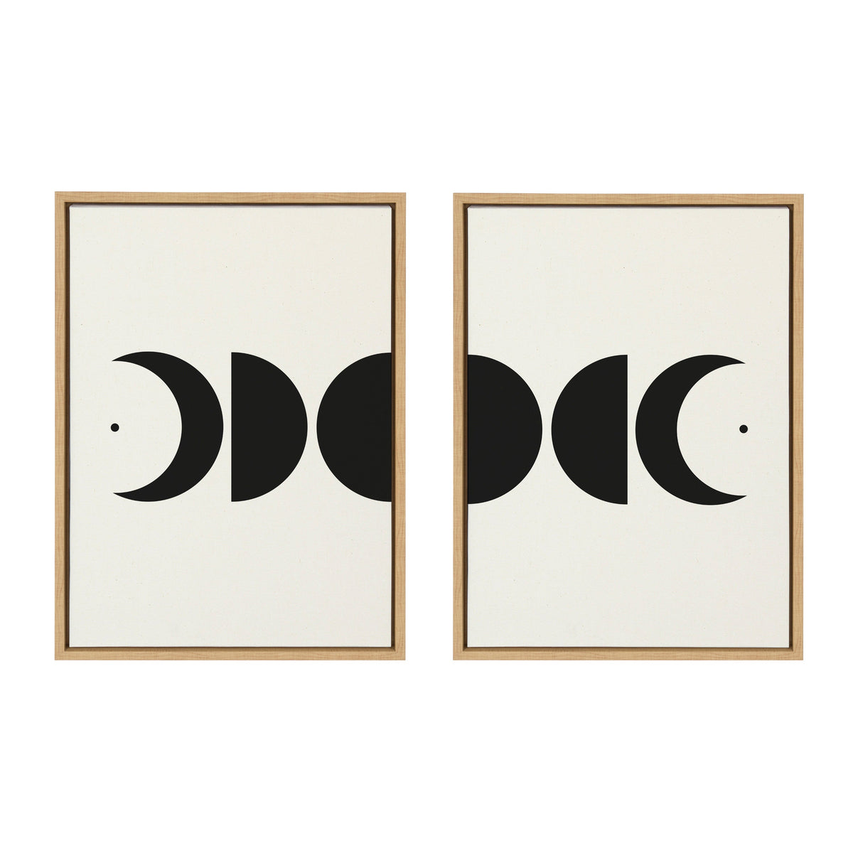 Sylvie Modern Geometric Moon Phases Framed Canvas Set of 2 by The Creative Bunch Studio