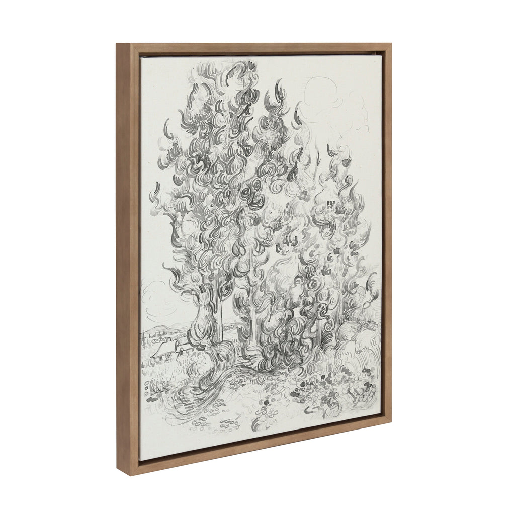 Sylvie Vincent van Gogh Cypresses 1889 BW Framed Canvas by The Art Institute of Chicago