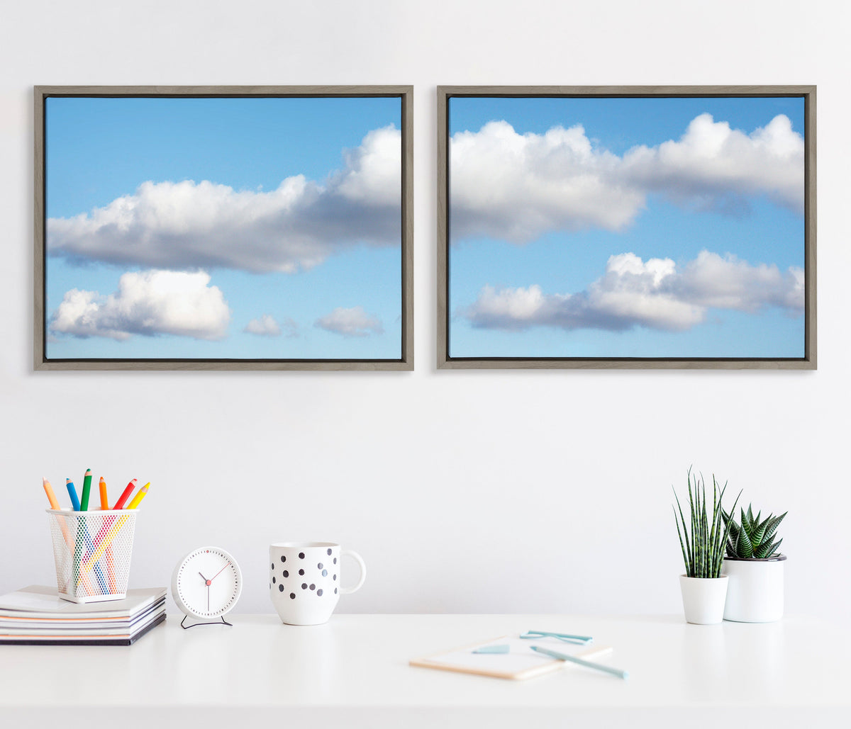 Sylvie Uplifting Clouds Framed Canvas Set of 2 by Stephanie Klatt