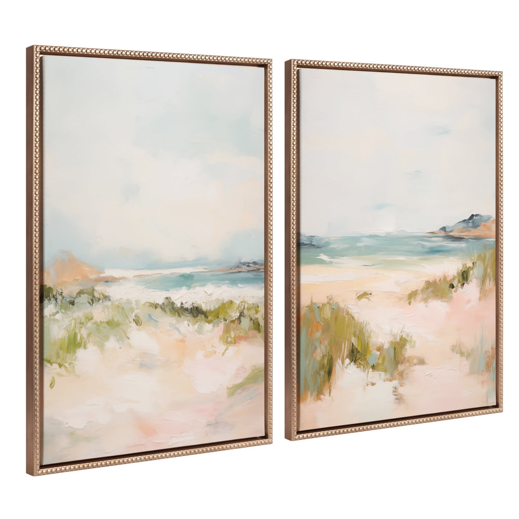 Sylvie Beaded Tranquil Landscape III and V Framed Canvas Art Set of 2 by Amy Lighthall