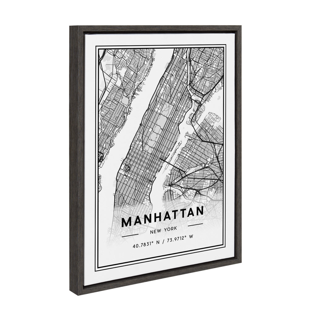 Sylvie Manhattan Modern Map Framed Canvas by Jake Goossen