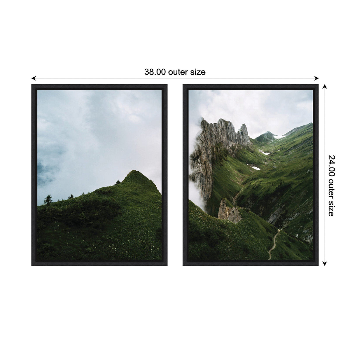 Sylvie Mountain Ridge and Green Meadow Framed Canvas Art Set of 2 by Michael Schauer