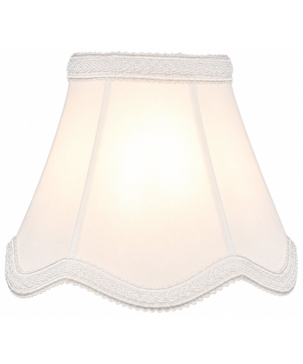 Home Concept Set of 6 Down White Scallop Stretch Clip-on Candelabra Lamp Shade - 5"W x 4" Slant Height