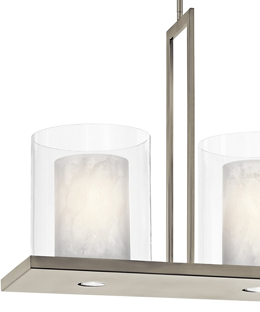 Kichler Triad 40"W 6-Light Classic Pewter Finish Clear Glass White Vetro Mica Shades Linear Chandelier