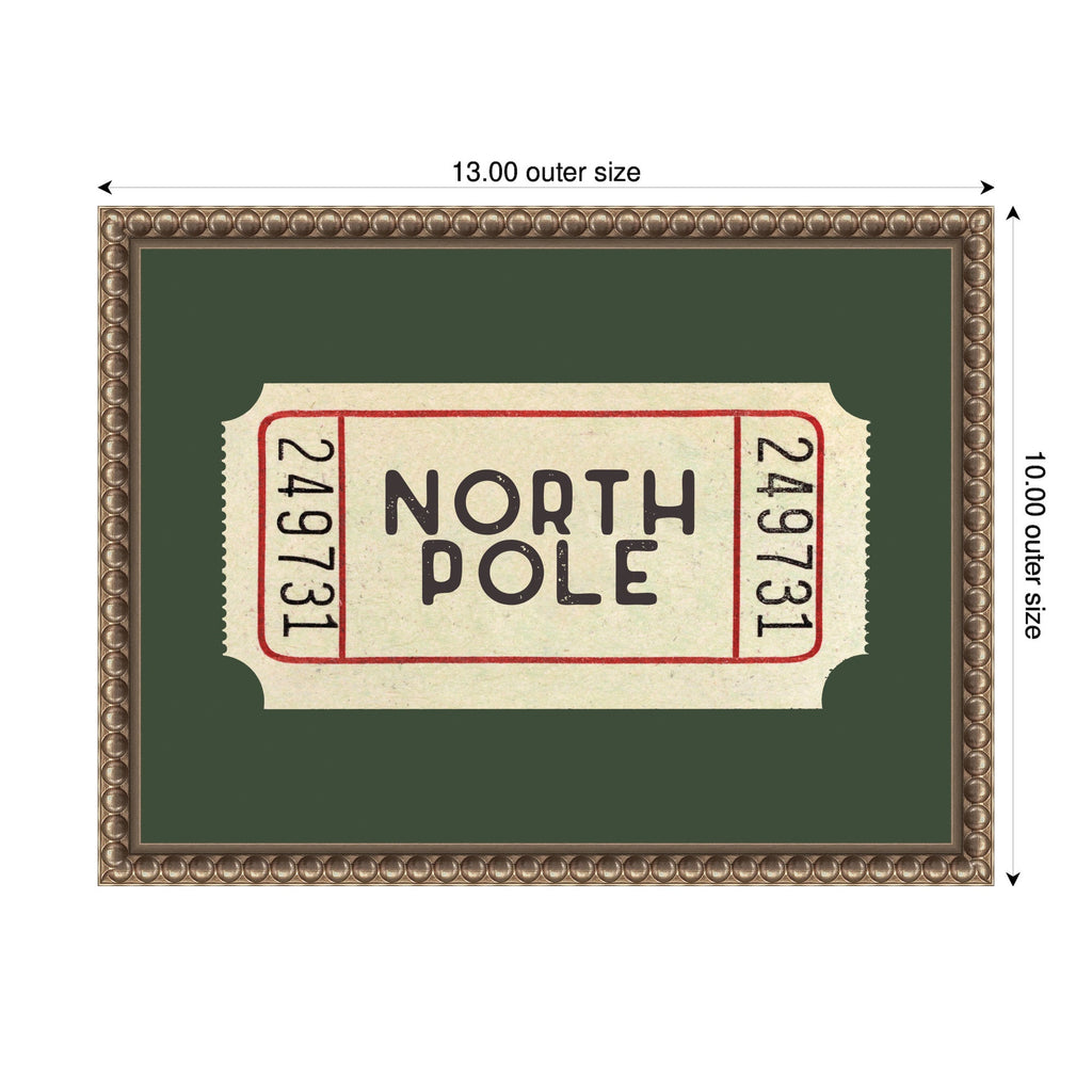 North Pole Green Ticket by Kikiandnim Framed Canvas Wall Art Print