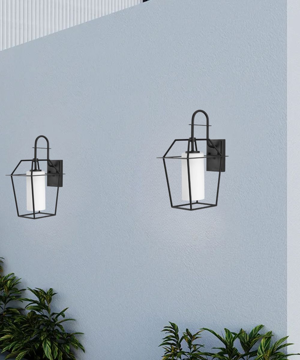 Progress Lighting Chilton 1-Light 22"h Extra Large Outdoor Wall Lantern Etched Opal Glass Textured Black Finish