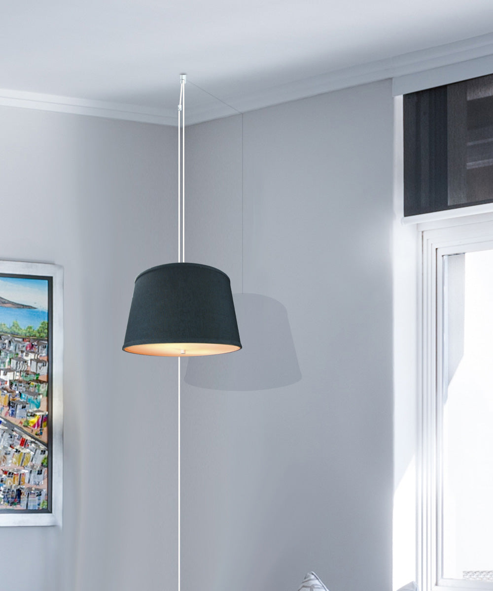 Home Concept 2-Light Plug-In Swag Pendant Light Textured Slate Blue with Diffuser White Cord - 10"W