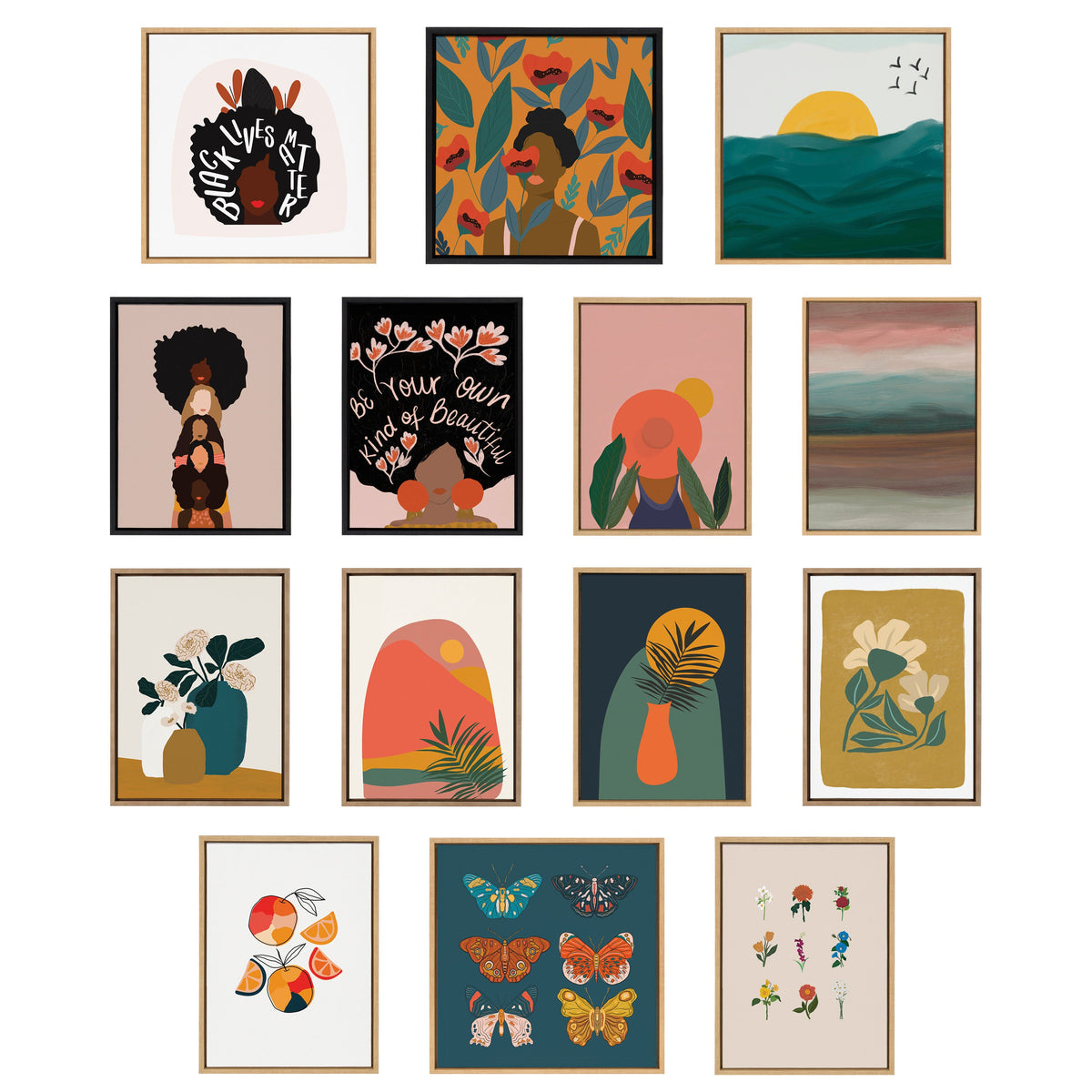 Sylvie Happy Flowers Framed Canvas by Oris Eddu