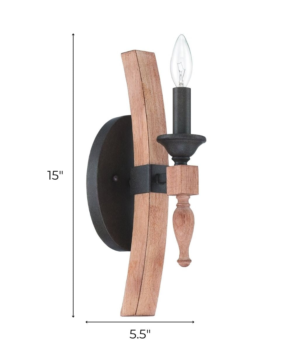 Craftmade Glenwood 1-Light Wall Sconce, Aged Bronze and Distressed Oak Finish, 5"W