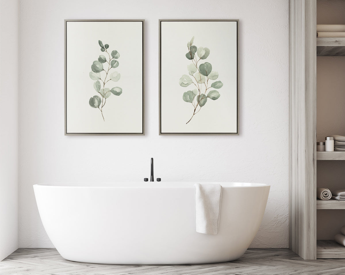 Sylvie Eucalyptus Framed Canvas Set of 2 by Maja Mitrovic of Makes My Day Happy