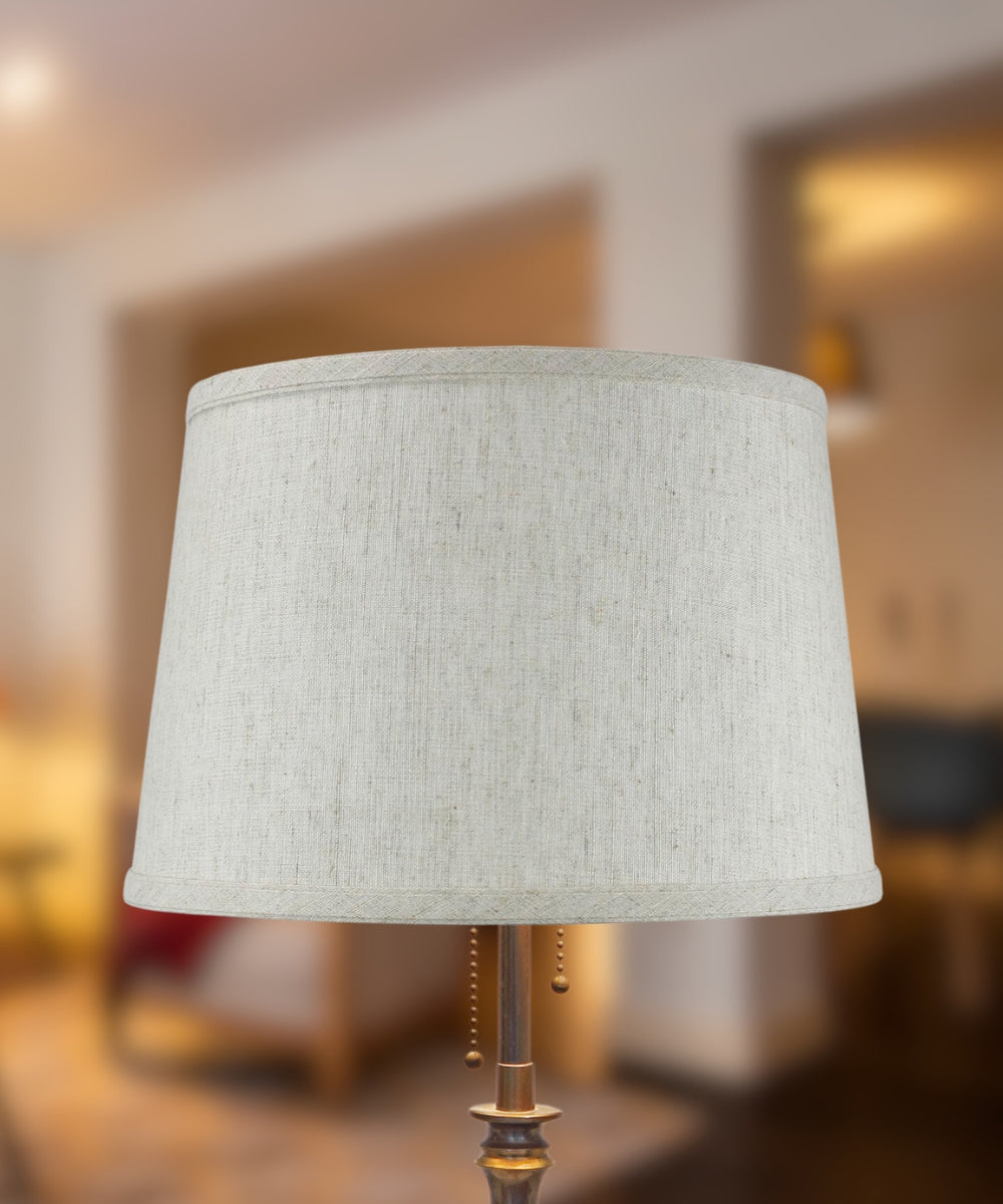 Home Concept Shallow Drum Hardback Lamp Shade, Textured Oatmeal, 12"W x 8" Slant Height