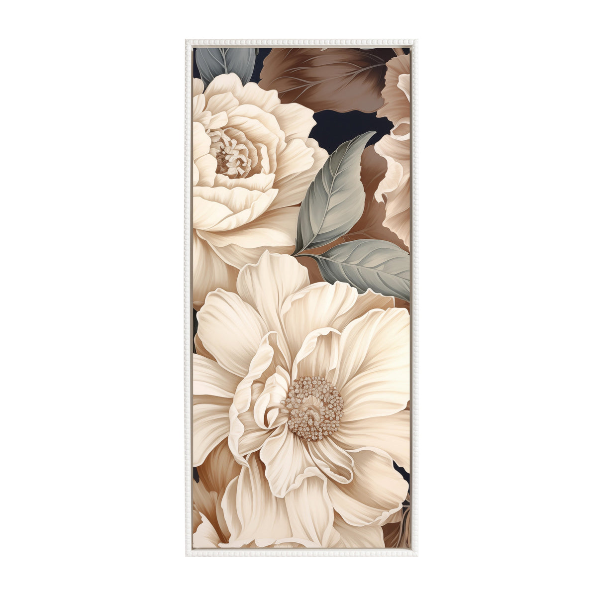Sylvie Beaded Retro Glam Floral in Muted Color Tones Framed Canvas by The Creative Bunch Studio
