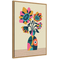 Sylvie Abstract Vintage Retro Sunflower Vase Framed Canvas by Rachel Lee