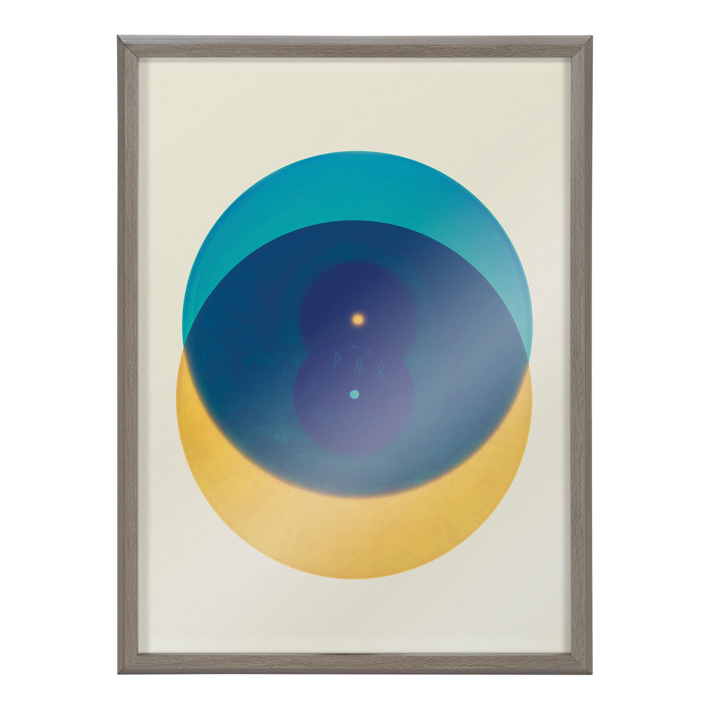 Blake Colorful Records Blue Yellow Framed Printed Glass by Emiko and Mark Franzen of F2Images