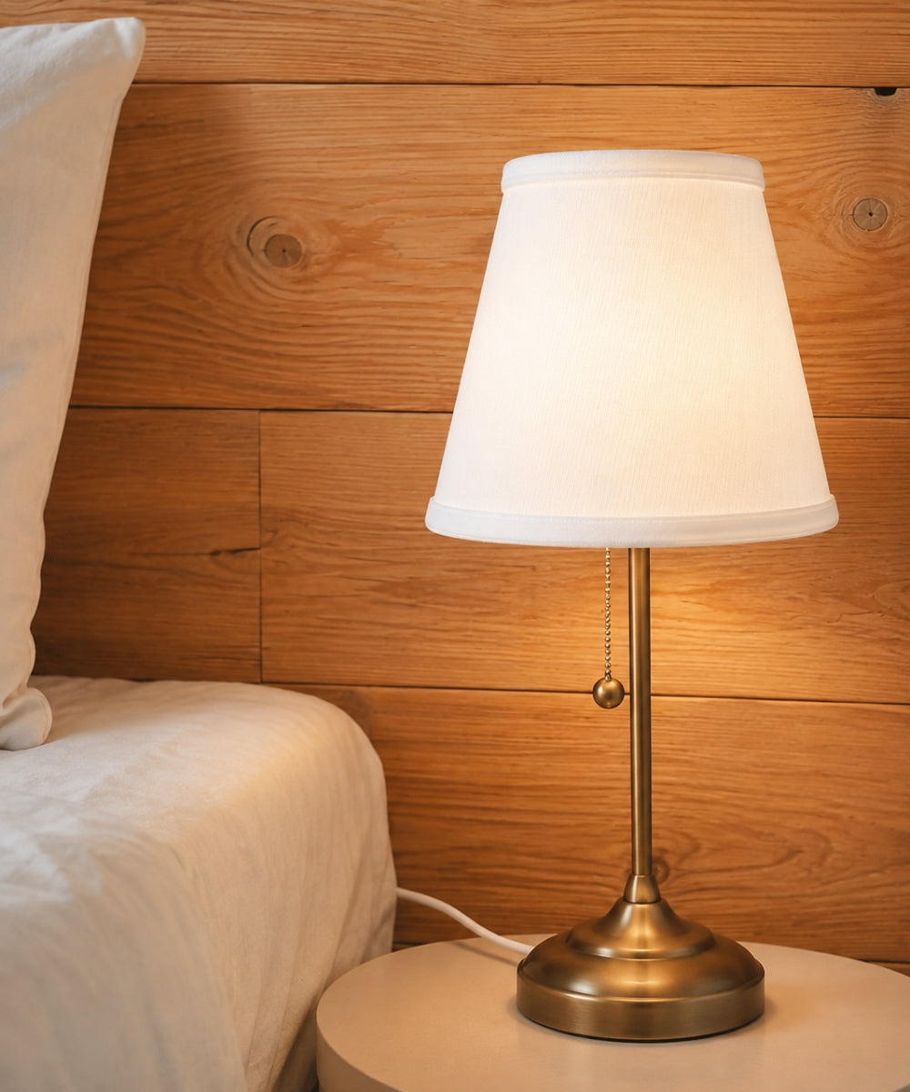 Home Concept Empire Hardback White Linen Edison Clip-On Lamp Shade - 8"W x 7" Slant Height