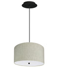 Home Concept 2-Light Pendant Light Textured Oatmeal Shade with Diffuser, Black Cord - 14" W