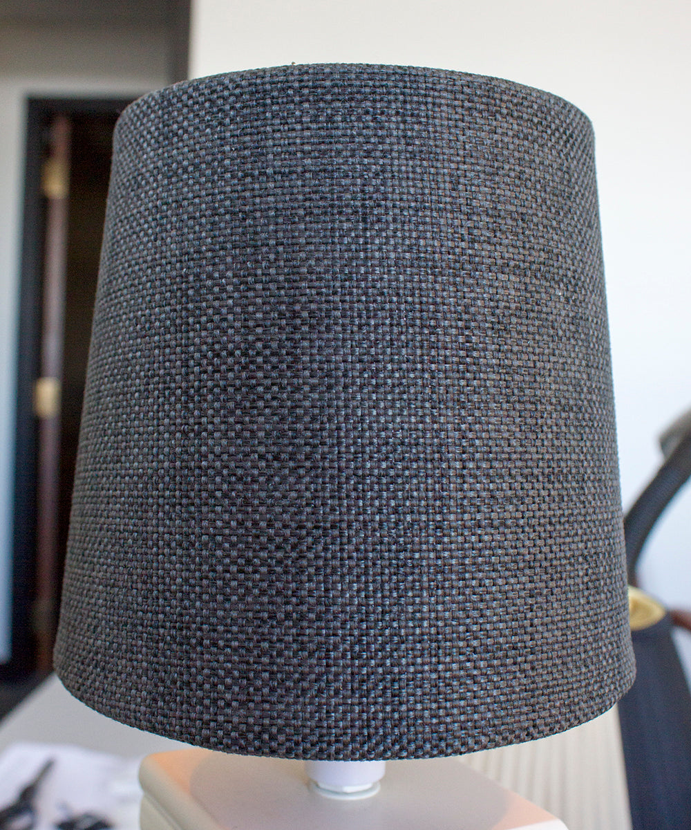 Home Concept Granite Gray Burlap Drum Clip-On Lamp Shades, Set of 6, 6"W x 5"H
