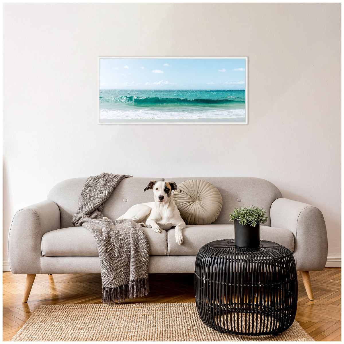 Sylvie Beach Ocean Day over Blue Clear Waters Framed Canvas by Alicia Abla