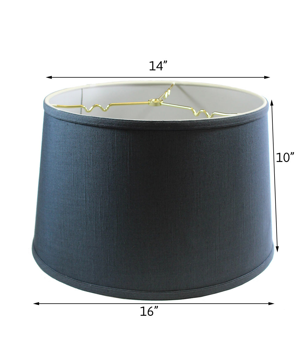 Home Concept Shallow Drum Hardback Lamp Shade, Textured Slate Blue, 16"W x 10" Slant Height