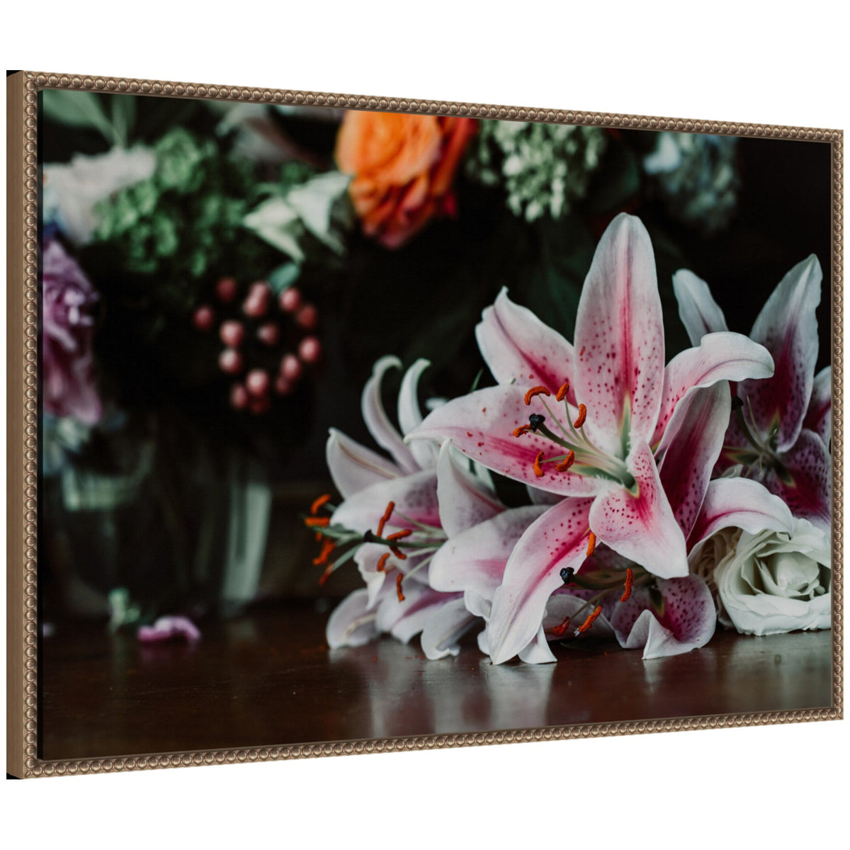 Sylvie Dark Lily Framed Canvas by Alicia Abla