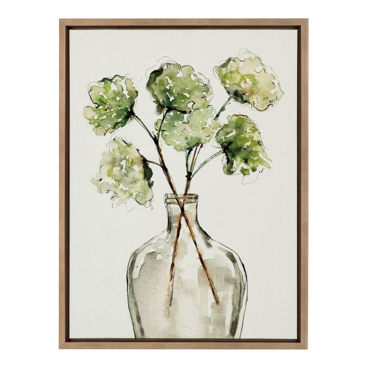 Sylvie Greenery Vase Framed Canvas by Sara Berrenson