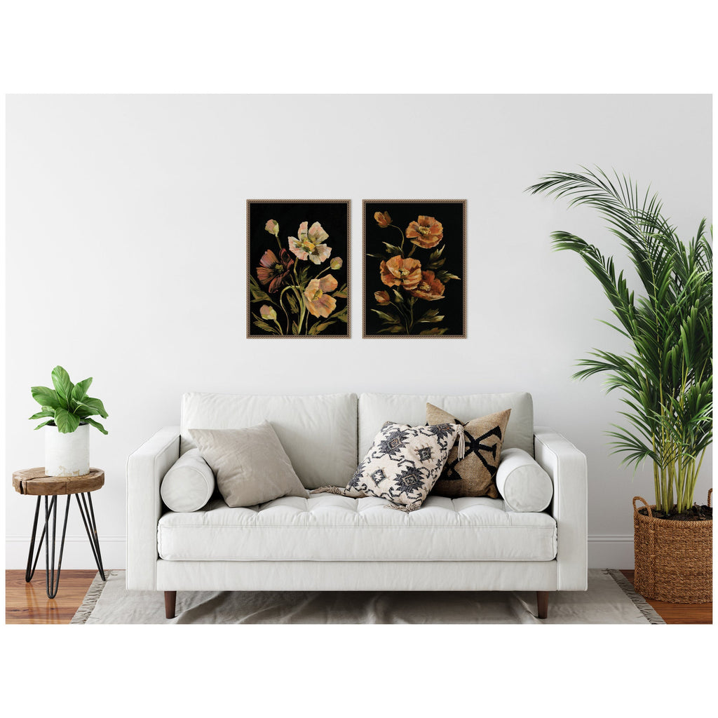 Sylvie Beaded Moody Floral 5 and 6 Framed Canvas Art Set of 2 by Annie Quigley