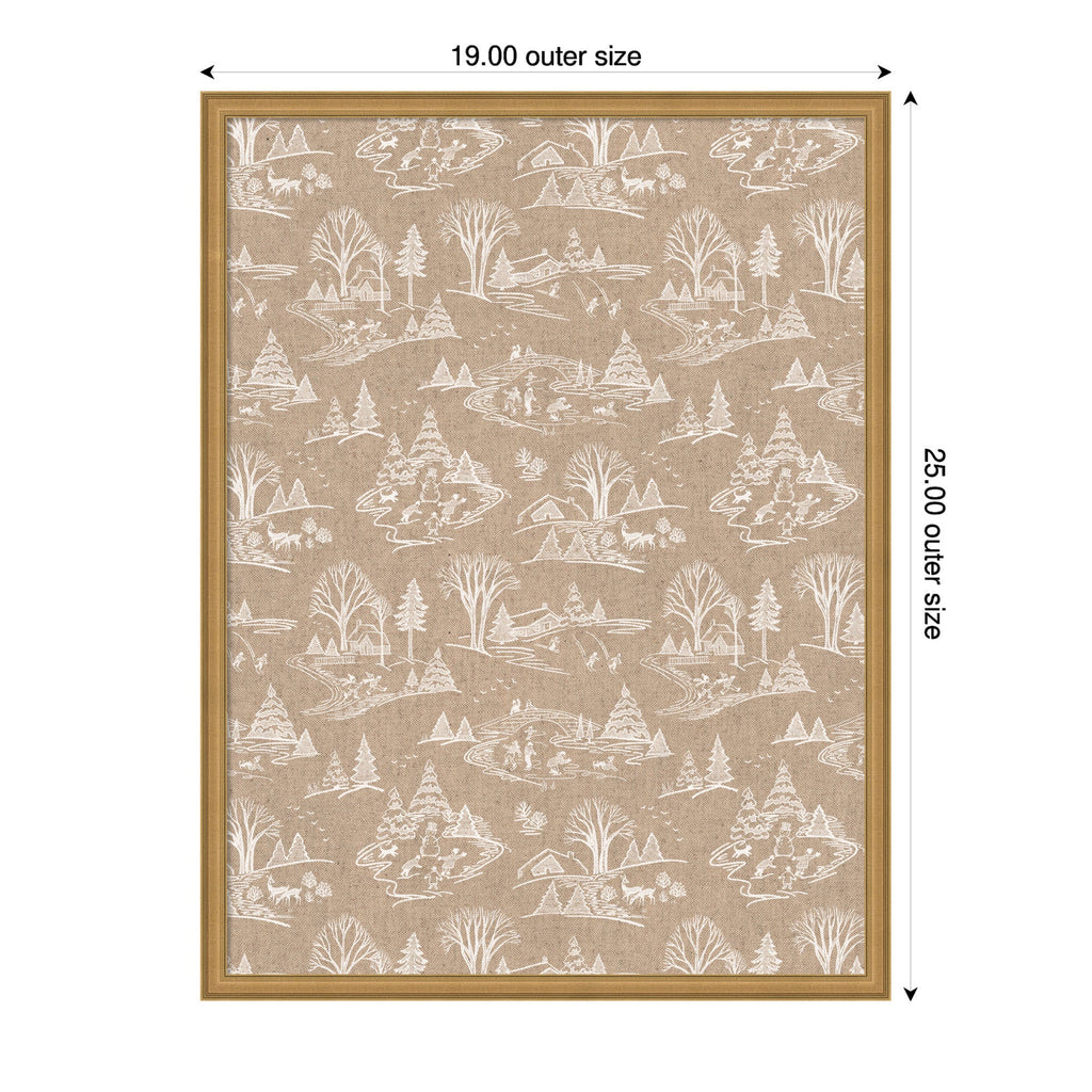 Framed Fabric Magnetic Board Wonderland White Toile Wall Organization